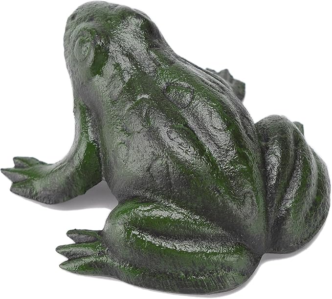 BRASSTAR Cast Iron Simulation Green Frog Statue Paperweight Lawn Garden Home Office Desk Figurine Decor TQGJPT540