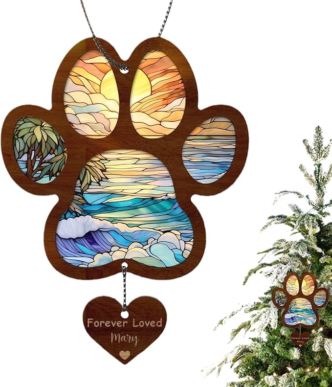Wooden Puppy Sun Catcher - Rainbow Maker Decoration, Dog Memorial Sculpture | Wall Hanging Art for Home, Garden, Office, Window, Adds Colorful Charm to Any Space, Thoughtful to Dogs