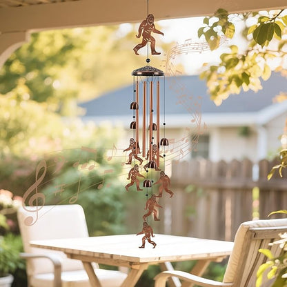 Large Wind Chimes for Outside, Bigfoot Sasquatch Metal Wind Chime with 4 Aluminum Tubes, Deep Tone Outdoor Windchime for Patio Garden Yard, Unique Gift for Men Women