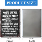 Funny Gun Sign for Home Security No Trespassing Private Property Metal Tin Sign for Wall Door Porch Yard Outdoor Vintage Decor 8" x 12"