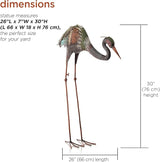 Alpine Corporation 30" Tall Outdoor Rustic Metal Bowing Crane Statue Yard Art Decoration