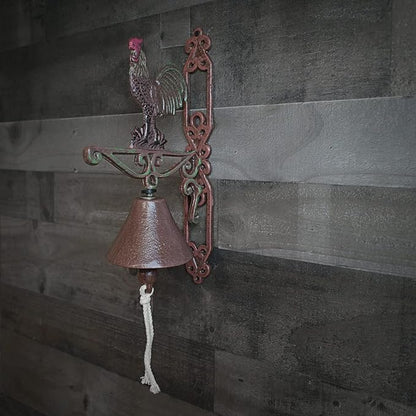 Treasure Gurus Metal Wall Mount Rooster Welcome Bell Rustic Farm/Yard/Garden/Patio Door Decor