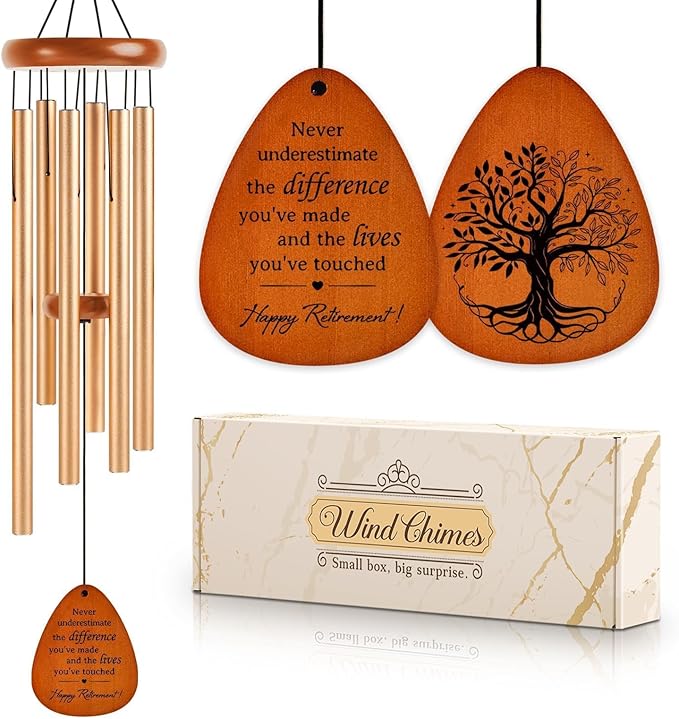 SteadStyle Retirement Gifts Wind Chime, Retirement Gift for Woman Men, Happy Retirement Gifts for Coworker, Nurse, Veterans, Teacher, Boss - Wind Chimes for Outside Garden Patio Backyard Porch