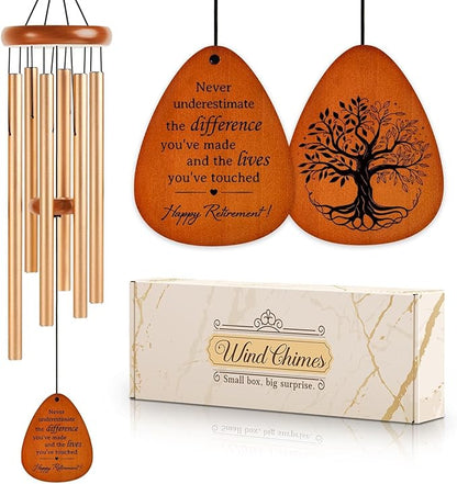 SteadStyle Retirement Gifts Wind Chime, Retirement Gift for Woman Men, Happy Retirement Gifts for Coworker, Nurse, Veterans, Teacher, Boss - Wind Chimes for Outside Garden Patio Backyard Porch