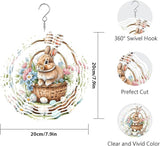 Easter Bunny Wind Spinner Easter Day Gifts 3D Metal Kinetic Hanging Wind Sculpture Spinners for Yard and Garden Indoor Outdoor Window Easter Rabbit Yard Art Garden Decoration 8 Inch (Bunny 4)