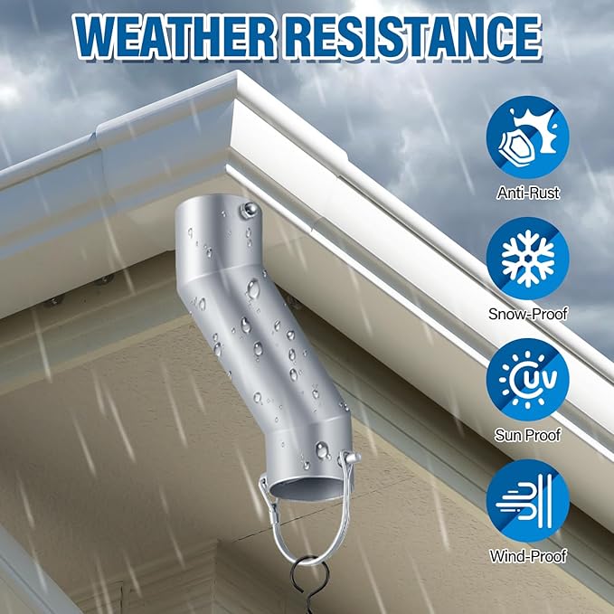 Tfro & Cile Rain Chain Gutter Adapter Silver Installation Suit for Gutter Downspout Outlet