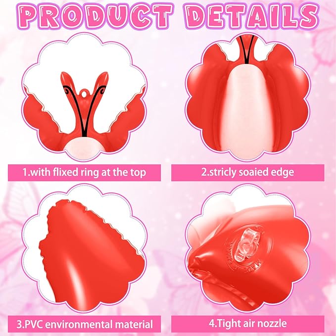 Realspring 12 Pcs 14 Inch Spring Inflatable Outdoor Decorations Butterfly Blow up Inflatable Birthday Party Decorations Giant PVC Spring Hanging Ornaments for Indoor Outdoor Garden Lawn Party Decor