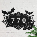 Personalized Gothic House Number metal Signs,Custom Address Number Metal Wall Art Decor,Black Plaques Outdoor wall Decorative Signage,Shed(8-30 Inches) (Spider B)