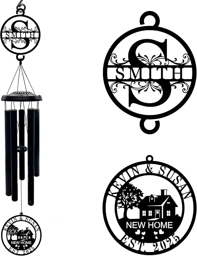 Personalized Wind Chimes House Warming Gifts New Home, 37" Large Deep Tone Windchimes with Custom Name, Unique Housewarming Gift Ideas for Couples & New Homeowners