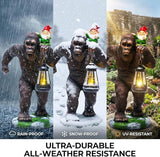 16 Inch Solar Bigfoot Garden Statue with Gnome & Lantern, Large Resin Sasquatch Yard Outdoor Decor, Funny Bigfoot Gifts for Husband, Dad & Grandpa (Large)