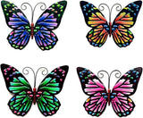 LWINGFLYER 4PCS Metal Butterfly Wall Decor Butterflies for Garden Wall Art Decoration for Fence Patio Accents Balcony Features Beautify Backyards Gardens Porch Living Areas (Butterfly)