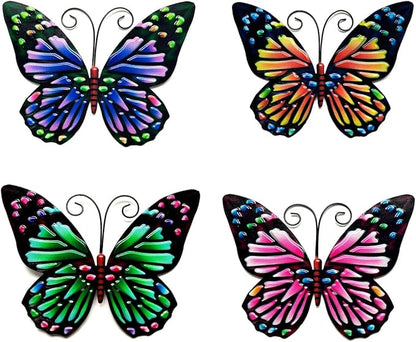 LWINGFLYER 4PCS Metal Butterfly Wall Decor Butterflies for Garden Wall Art Decoration for Fence Patio Accents Balcony Features Beautify Backyards Gardens Porch Living Areas (Butterfly)