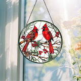 Cardinal Sun Catcher Stained Glass Window Hanging Cardinal Decor Lovers Gifts for Women Handmade Sun Catcher Decoration for Garden Home Housewarming Gifts