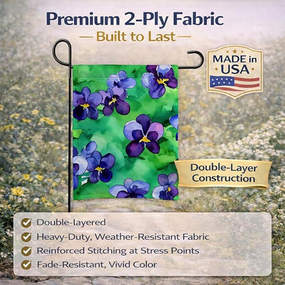 Caroline's Treasures Wisconsin Wood Violets in Watercolor Garden Flag Mailbox Flag Decorative Yard Flag Banner Outside Patio Artwork Yard Flower Beds, Garden Size, Multicolor