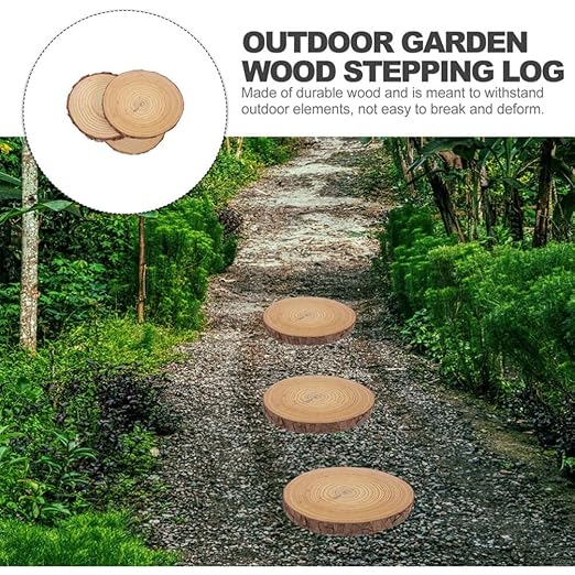 SUPVOX Garden Stepping Stones 11 Inch Wooden Chip Decoration for Outdoor Lawn Pathways and Walkway Landscaping