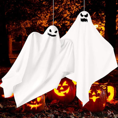 3 Pack Halloween Hanging Ghosts Decor, Outdoor Hanging Ghosts, Ghost of Halloween Decorations, 28" Flying Ghost Halloween Party Decor for Front Yard Patio Lawn Garden Trees Indoor Outside Holiday