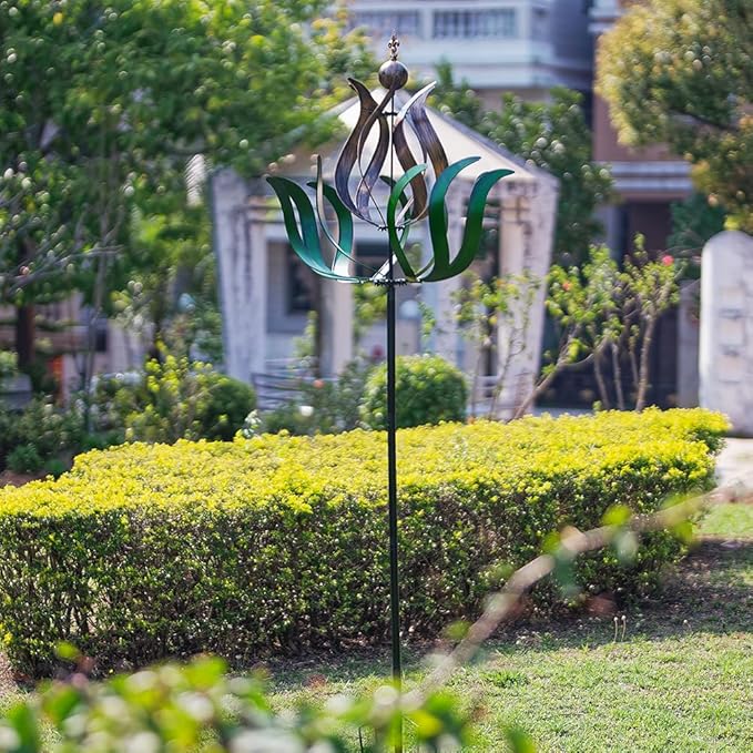 DREAMYSOUL Large Wind Spinner Outdoor, 90.5" Metal Tulip Wind Mills, 360 Degrees Rotating Kinetic Wind Mills for Lawn Backyard Patio Garden Decor Yard Art