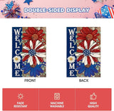 AVOIN colorlife Patriotic 4th of July Garden Flag 12x18 Inch Double Sided Outside, Floral Welcome Daisy Holiday Yard Outdoor Decoration