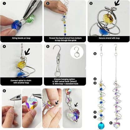 SNAIL GARDEN 2 Pack Gazing Ball Spiral Tail Making Kits with 360° Rotatable Hooks, DIY Suncatcher Kit with Pliers, Suncatcher Kits for Adults, DIY Craft for Home Decor, Hanging Ornaments