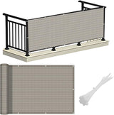 LOVE STORY Balcony Privacy Screen, 3'x16' Deck Shield Screen Fence Cover,UV Protection and Weather-Resistant,3 FT Height for Deck, Patio, Backyard, Outdoor Pool, Porch, Railing, Beige-Grey