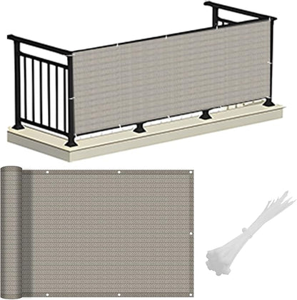 LOVE STORY Balcony Privacy Screen, 3'x16' Deck Shield Screen Fence Cover,UV Protection and Weather-Resistant,3 FT Height for Deck, Patio, Backyard, Outdoor Pool, Porch, Railing, Beige-Grey