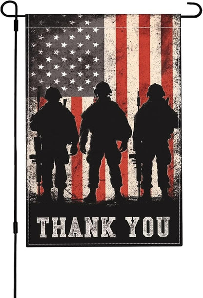Thank You Print Garden Flag Seasonal Double Sided 12 x 18 Inch Small Yard Flag for Indoor Outdoor Decor Holiday All Seasons