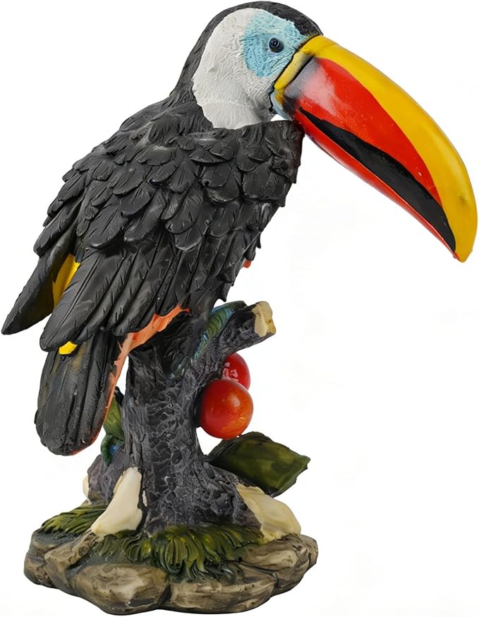 Toucan Outdoor Statue, Resin Garden Lawn Yard Decor Sculpture, Funny Figurine Ornament for Porch Patio Flower Bed Home Bookshelf or Tabletop