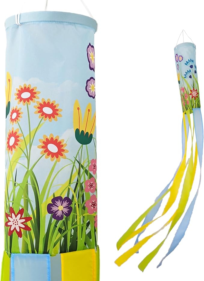 Madrona Brands Spring Wild Flowers Windsock for Outside 60 Inch | Durable Outdoor Decorative Hanging Wind Sock Flag | Patio, Yard, Garden