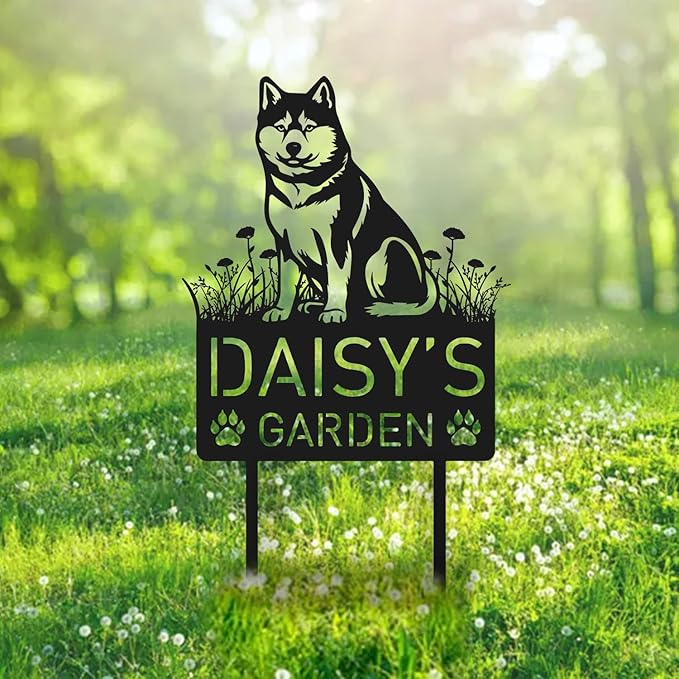 Custom Shiba Inu Dog Metal Memorial Garden Stake Personalized Pet Grave Marker Name Sign Remembrance Stake Decor Sympathy Dog Loss,Outdoor Statues for Yard Garden Lawn Patio Pathway Grave.