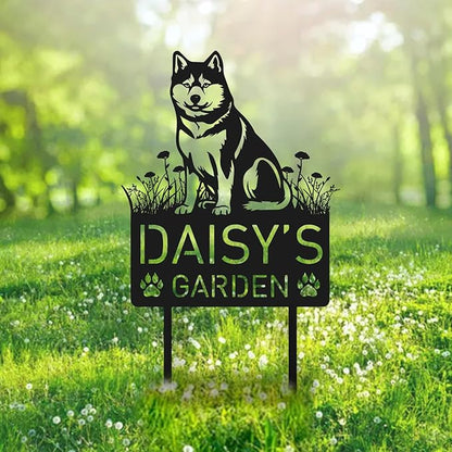 Custom Shiba Inu Dog Metal Memorial Garden Stake Personalized Pet Grave Marker Name Sign Remembrance Stake Decor Sympathy Dog Loss,Outdoor Statues for Yard Garden Lawn Patio Pathway Grave.