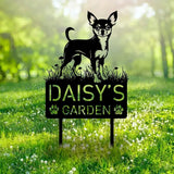 Custom Chihuahua Dog Metal Memorial Garden Stake Personalized Pet Grave Marker Name Sign Remembrance Stake Decor Sympathy Dog Loss,Outdoor Statues for Yard Garden Lawn Patio Pathway Grave Gift.
