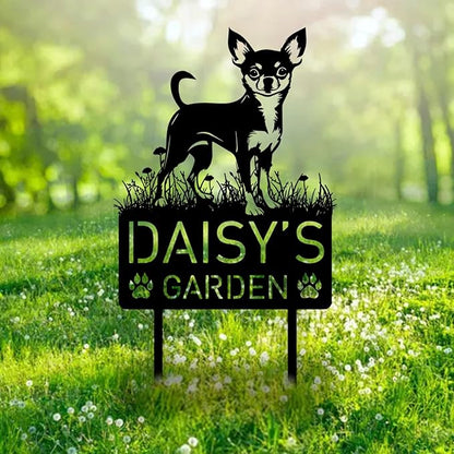 Custom Chihuahua Dog Metal Memorial Garden Stake Personalized Pet Grave Marker Name Sign Remembrance Stake Decor Sympathy Dog Loss,Outdoor Statues for Yard Garden Lawn Patio Pathway Grave Gift.