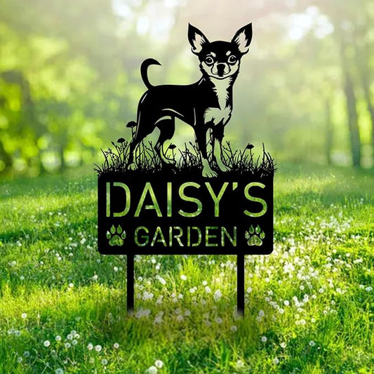 Custom Chihuahua Dog Metal Memorial Garden Stake Personalized Pet Grave Marker Name Sign Remembrance Stake Decor Sympathy Dog Loss,Outdoor Statues for Yard Garden Lawn Patio Pathway Grave Gift.