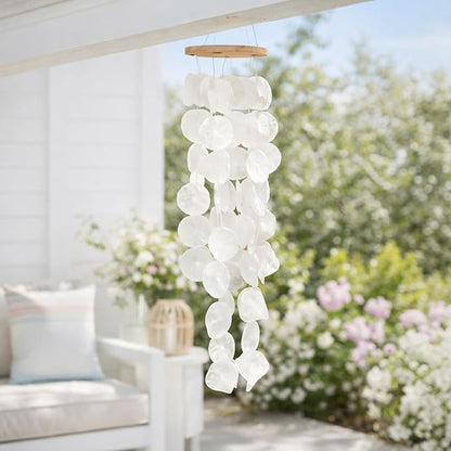 Solange & Frances Natural Capiz Shells Wind Chimes for Outside. Spring Decor Wind Chimes Patio Decor. Unique Gift Ideas for Mom, Birthday Gifts for Women