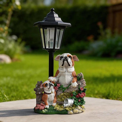 Bulldog Solar Lights Outdoor Garden Decor Waterproof Resin Dog Statues Yard Art Gifts Patio Lawn Pathway