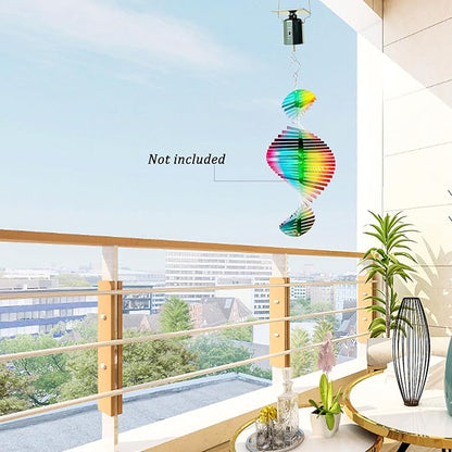 Aoedelyart Solar Powered Wind Spinner Motor Eco-Friendly,Outdoor Solar Energy Operated Hanging Display Mobile Rotating Motor for Sun Catchers,Wind Chime,Garden Decor,Hanging Ornament-Black