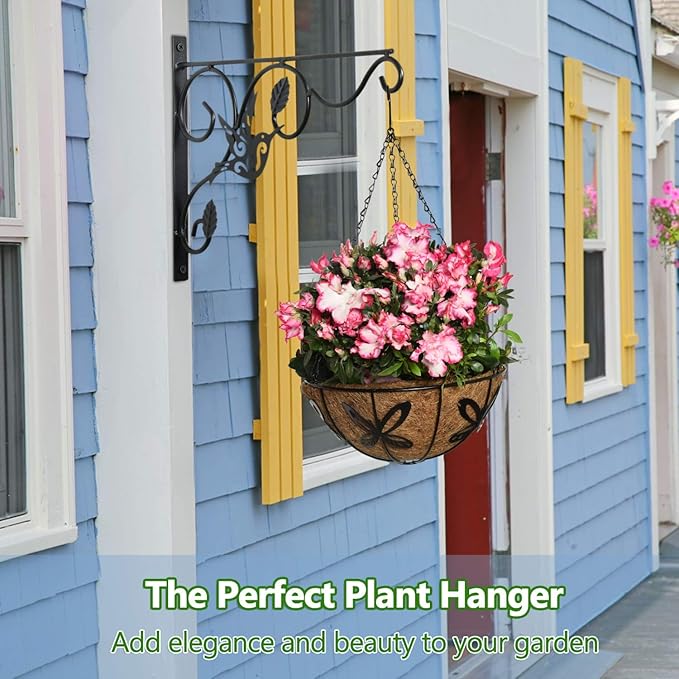 Vumdua Hanging Plants Bracket, 2 Pack 12 inch Wall Planter Hook with Iron Screws Included, Decorative Plant Hanger for Bird Feeders, Wind Chimes Indoor, Flower Pot, Lantern, Outdoor Indoor Patio Decor