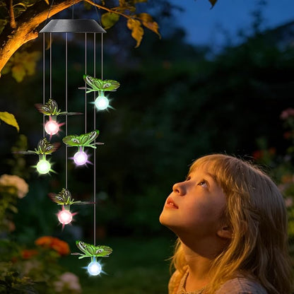 Solar Butterflies Wind Chimes for Outside Garden, Patio, Yard – Decor for Festivals/Birthday/Christmas, for Women Mom Home Garden Patio Decor