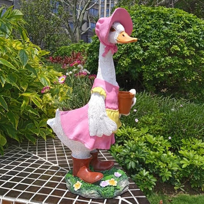Duck Garden Statue Planter - Duck Succulent Flowerpot, Resin Animal Figurine for Indoor Outdoor Patio, Balcony, Office Desk Decor & Housewarming Gifts