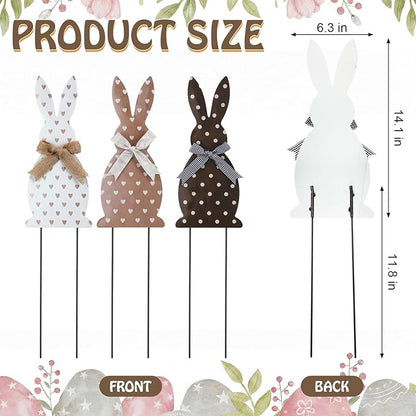 Frienda 3 Pack Metal Easter Bunny Yard Signs Outdoor Decoration 14inch Easter Decorative Garden Stakes Rustic Farmhouse Holiday Decor for Spring Home Pathway Walkway Front Yard Lawn Party Supplies