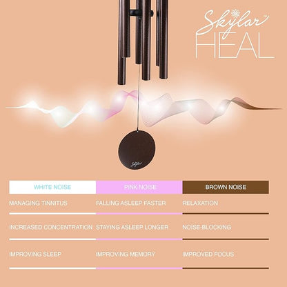 Skylar Aluminum Wind Chimes – 38 Inch Outdoor Wind Chimes with Brushed Copper Finish, Deep Tone Metal Chimes with Adjustable Striker & Wind Sail, Patio, Porch, Garden & Memorial Decor