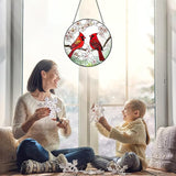 Cardinal Suncatcher Stained Glass Window Hanging - 8” Handmade Red Bird Suncatchers for Windows Hanging - Sun Catchers Indoor Wall Decor Art Glass Panels - Mothers Day Birthday Gifts for Mom Grandma