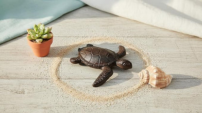 Comfy Hour Heavy Duty Cast Iron Sea Turtle Figurine, Decorative Ocean Turtle Statue for Garden, Patio & Beach House Decor, Vintage Brown Coastal Accent for Bathroom & Office, 1 pc