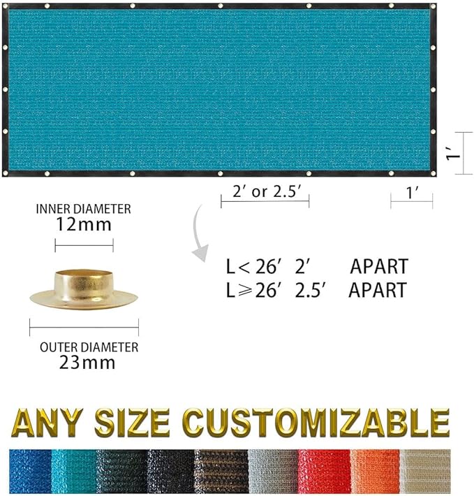 Houssity Turquoise 3' x 29' Balcony Deck Fence Privacy Screen Cover Panel Shade Cloth Fabric for Chain Link Fence Patio Pool Railing Walkway Porch Playground Dog Kennel Residence Commercial Use