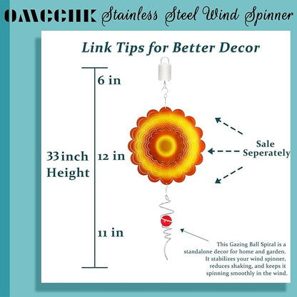 Sun Wind Spinner Outdoor Decor, Yellow Orange Sunflower 12 Inch 3D Wind Sculpture for Garden Patio Yard Hanging, Ideal Gifts for Mom Women