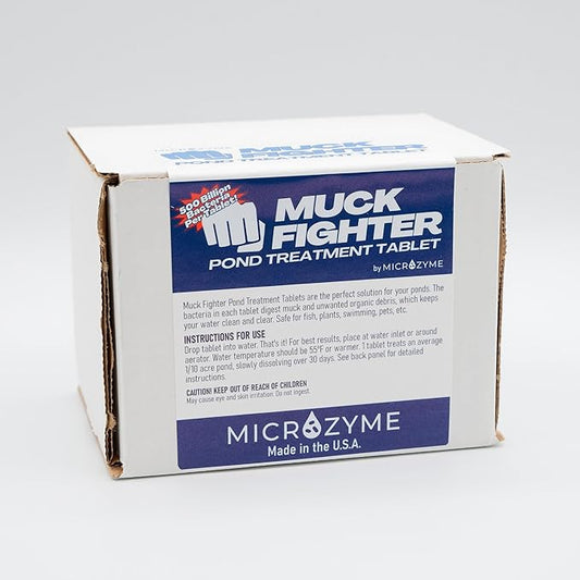 Muck Fighter Pond Treatment Tablets | Lasts 30 Days | Natural Pond Bacteria & Sludge Decomposing Enzymes | Water Clearing Odor Eliminating Microbes (6-Pack)