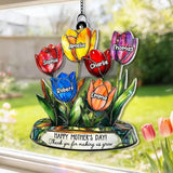 Personalized Grandma Mom Tulip Flower Acrylic Sun Catcher Ornament, Custom Heartfelt Grandma Gifts for Mothers Day, Nana Gift from Grandkids, Custom Family Window Hanging Home Decor