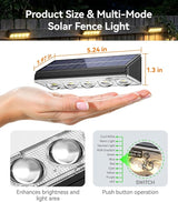 KOOPER Solar Fence Lights Outdoor Waterproof, 12 Pack Warm White & 9 Fixed Colors & Color Changing Fence Lights Solar Powered, Solar Lights Outdoor Fence for Outside Backyard Railing Patio Wall Deck