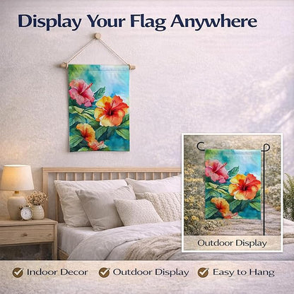Caroline's Treasures Hawaii Hawaiian Hibiscus in Watercolor Garden Flag Mailbox Flag Decorative Yard Flag Banner Outside Patio Artwork Yard Flower Beds, Garden Size, Multicolor