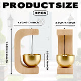 2Pcs Magnetic Wooden Doorbell with Brass Bell, Beech Wood Entry Alert Chime for Home and Office, Decorative Shopkeepers Bell for Retail Shop, Minimalist Door Opening Bell with Adhesive Backing